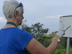 When we arrived, Sharon set up her easel for plein air work in our idyllic spot.